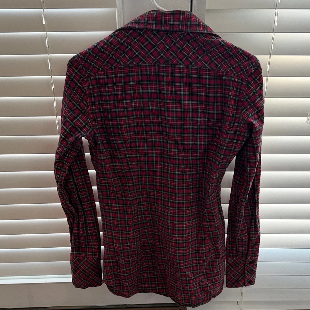 Plaid Ruffle Button Down Shirt - Picture 3 of 3